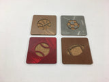 Sports 4" Square Steel & Cork Coaster - Baseball, Football, Soccer, Basketball