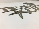 Beach Life w/ Starfish & Palm Tree Wall Art with Two-Toned Powder Coat
