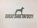 Great Dane On Duty Metal Wall Art Dog Sign