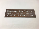 You Only Live Once, But if You Do it Right, Once is Enough Metal Wall Art