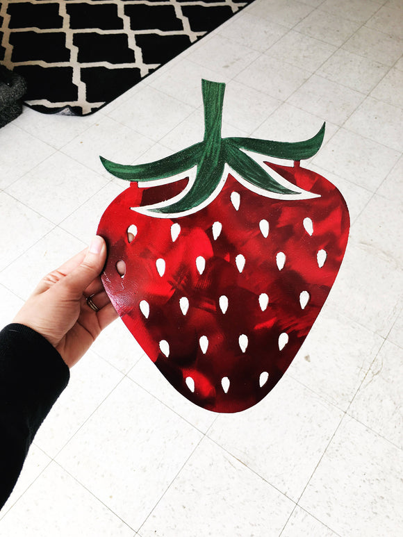 Strawberry Metal Wall Art with Two-Tone Translucent Powder Coat