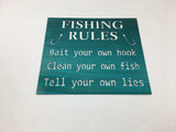 Funny Metal Fishing Rules Metal Wall Art Sign, Lots of Powder Coat Options