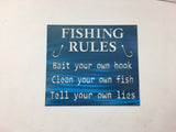Funny Metal Fishing Rules Metal Wall Art Sign, Lots of Powder Coat Options