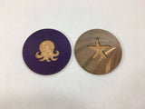 Beach Nautical 4" Steel & Cork Coaster with Powder Coat | Anchor, Crab, Whale, Starfish, Boat, Octopus