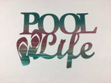 Pool Life Metal Wall Art With Flip Flops or Hibiscus Flower