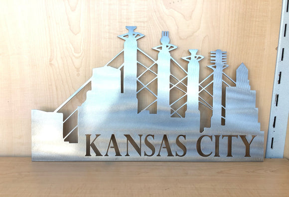 Bartle Hall Kansas City Skyline Metal Wall Art with Powder Coat