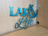 Lake Life Metal Sign With Anchor and Powder Coat