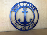 Metal Welcome to our Dock Anchor Sign - Weatherproof Door Hanger or Wall Art