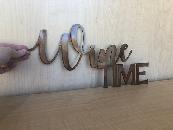 Metal Wine Time Wall Art Sign with Powder Coat - Lots of Colors Available, Durable, Quality Home Decor