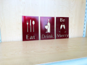 Eat, Drink, Be Merry Metal Wall Art Kitchen Decor