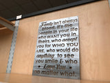 Family Inspirational Quote Metal Wall Art