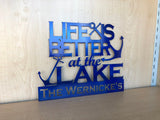 Life is Better at the Lake Personalized Metal Wall Art