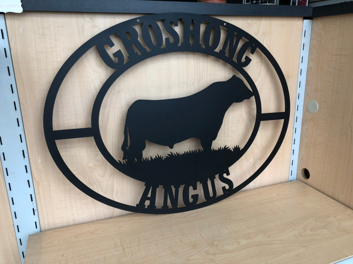 Metal Bull or Cattle Ranch Personalized Oval Sign | Good Vibes Metal ...