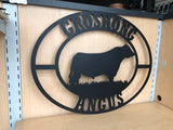 Metal Bull or Cattle Ranch Personalized Oval Sign, Choose Any Powder Coat Color
