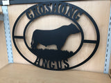 Metal Bull or Cattle Ranch Personalized Oval Sign, Choose Any Powder Coat Color