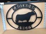 Metal Bull or Cattle Ranch Personalized Oval Sign, Choose Any Powder Coat Color