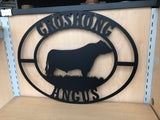 Metal Bull or Cattle Ranch Personalized Oval Sign, Choose Any Powder Coat Color
