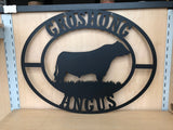 Metal Bull or Cattle Ranch Personalized Oval Sign, Choose Any Powder Coat Color