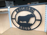 Metal Bull or Cattle Ranch Personalized Oval Sign, Choose Any Powder Coat Color