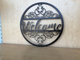 Metal Welcome Sign with Scroll Detail, Any Size and Powder Coat Color