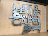 Life is Better on the Cape Personalized Metal Wall Art with Lighthouse