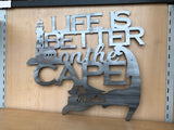Life is Better on the Cape Personalized Metal Wall Art with Lighthouse