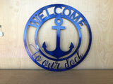 Metal Welcome to our Dock Anchor Sign - Weatherproof Door Hanger or Wall Art