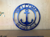 Metal Welcome to our Dock Anchor Sign - Weatherproof Door Hanger or Wall Art