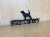 Beagle On Duty Metal Wall Art Dog Sign