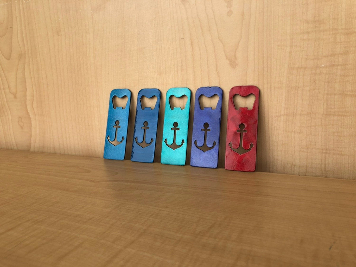 Anchor Bottle Opener with Powder Coat, Choose your Color, Handmade, Magnetic or Keychain