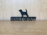 Beagle On Duty Metal Wall Art Dog Sign