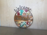 Personalized Metal Welcome Leaf Fall Fade Door Hanger/Wall Art - Shimmery