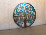 Personalized Metal Tree Of Life Wall Art with Last Name and Established Date - Your choice of script or print font