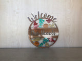 Personalized Metal Welcome Leaf Fall Fade Door Hanger/Wall Art - Shimmery