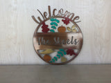 Personalized Metal Welcome Leaf Fall Fade Door Hanger/Wall Art - Shimmery