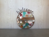 Personalized Metal Welcome Leaf Fall Fade Door Hanger/Wall Art - Shimmery