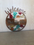 Personalized Metal Welcome Leaf Fall Fade Door Hanger/Wall Art - Shimmery