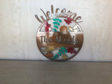Personalized Metal Welcome Leaf Fall Fade Door Hanger/Wall Art - Shimmery