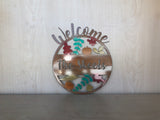 Personalized Metal Welcome Leaf Fall Fade Door Hanger/Wall Art - Shimmery