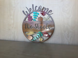 Personalized Metal Welcome Leaf Fall Fade Door Hanger/Wall Art - Shimmery