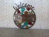 Personalized Metal Welcome Leaf Fall Fade Door Hanger/Wall Art - Shimmery
