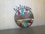 Personalized Metal Welcome Leaf Fall Fade Door Hanger/Wall Art - Shimmery