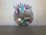 Personalized Metal Welcome Leaf Fall Fade Door Hanger/Wall Art - Shimmery