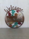 Personalized Metal Welcome Leaf Fall Fade Door Hanger/Wall Art - Shimmery
