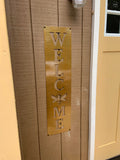 Vertical Welcome Bee Sign | Metal Home Decor | Front Door Hanger