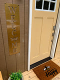 Vertical Welcome Bee Sign | Metal Home Decor | Front Door Hanger